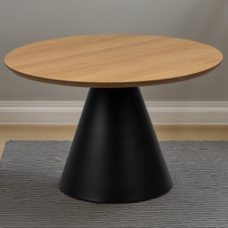 Florence Soli Round Black and Oak Coffee Table