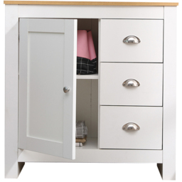 FurnitureHMD White and Oak Single Door 3 Drawer Wooden Cupboard - thumbnail 3