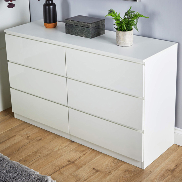 Home Source Lugano Rustic White 6 Drawer Chest of Drawer - image 1