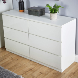 Home Source Lugano Rustic White 6 Drawer Chest of Drawer - thumbnail 1