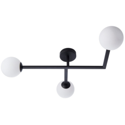 Merano Riomaggiore Matt Black Matt Opal Glass 3 Light Ceiling Light