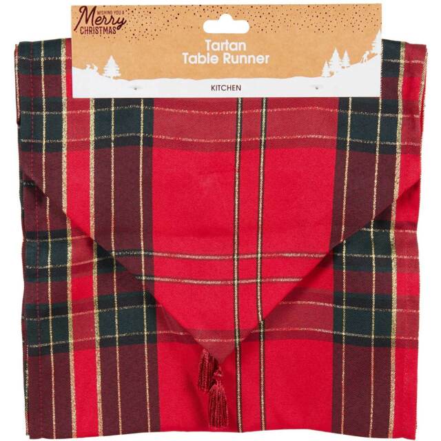 Red Traditional Tartan Christmas Table Runner 13 x 72cm - image 1