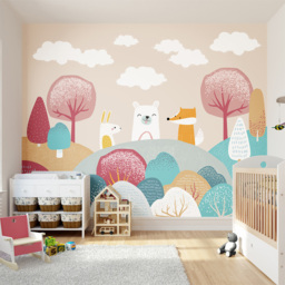 Origin Murals Woodland Friends Orange Wall Mural