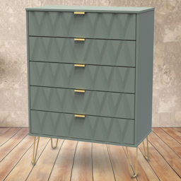 Crowndale Diamond 5 Drawer Reed Green Chest of Drawers
