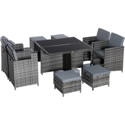 Outsunny Rattan 8 Seater Garden Dining Set Grey - thumbnail 2