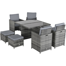 Outsunny Rattan 8 Seater Garden Dining Set Grey - thumbnail 3