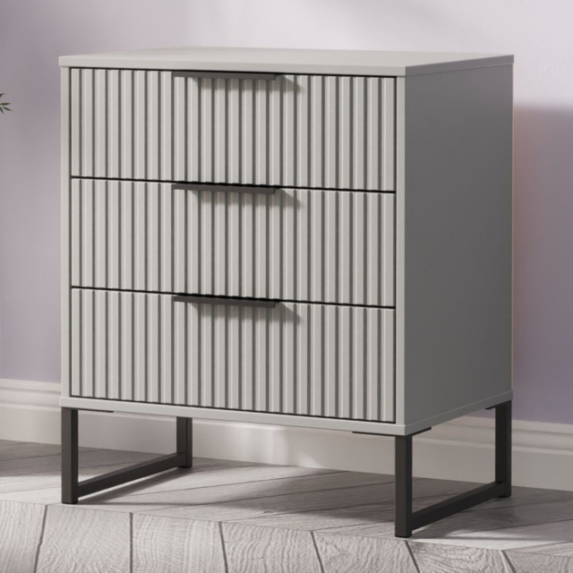 Crowndale Fluted 3 Drawer Dusk Grey Midi Chest of Drawers Ready Assembled - image 1
