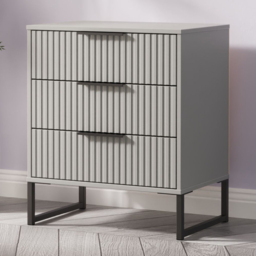 Crowndale Fluted 3 Drawer Dusk Grey Midi Chest of Drawers Ready Assembled - thumbnail 1