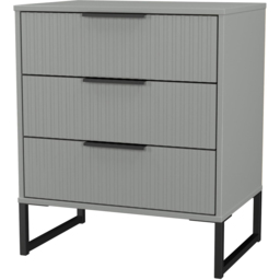Crowndale Fluted 3 Drawer Dusk Grey Midi Chest of Drawers Ready Assembled - thumbnail 4