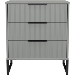 Crowndale Fluted 3 Drawer Dusk Grey Midi Chest of Drawers Ready Assembled - thumbnail 2