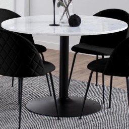 Florence Tarifa 4 Seater Polished Marble Top Round Dining Table White