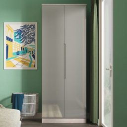 Crowndale Milan Grey Gloss and Grey Oak Tall Double Wardrobe Ready Assembled