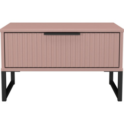 Crowndale Fluted Single Drawer Kobe Pink Wide Side Table Ready Assembled - thumbnail 2
