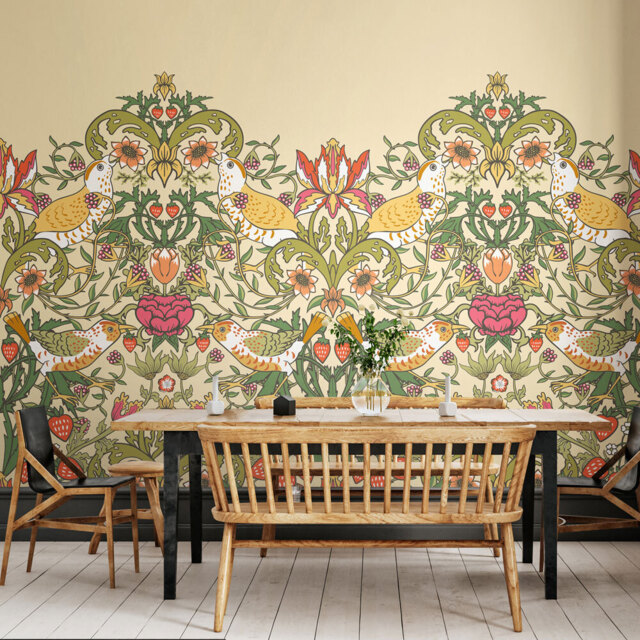 Origin Murals Birds Fruit and Foliage Gold Wall Mural - image 1
