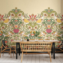 Origin Murals Birds Fruit and Foliage Gold Wall Mural