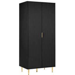 Birlea Zara 2 Door Fluted Black Wardrobe - thumbnail 2