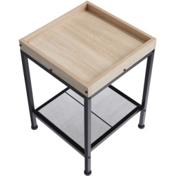 tectake Rochester Single Grid Shelf Light Wood Bedside Table - thumbnail 2