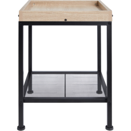 tectake Rochester Single Grid Shelf Light Wood Bedside Table - thumbnail 3