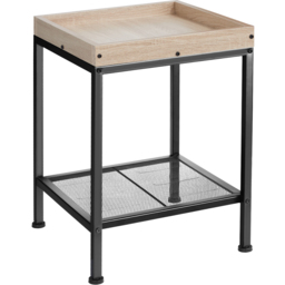 tectake Rochester Single Grid Shelf Light Wood Bedside Table - thumbnail 4
