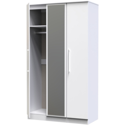 Crowndale Worcester White 3 Door Mirrored Wardrobe Ready Assembled - thumbnail 4
