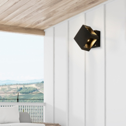 Lighting Collection IP54 Eclipse Block LED Outdoor Wall Light - thumbnail 2