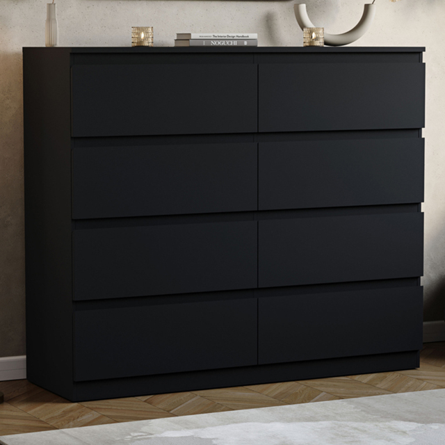 Vida Designs Denver 8 Drawer Black Chest of Drawers - image 1