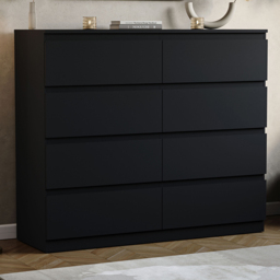 Vida Designs Denver 8 Drawer Black Chest of Drawers - thumbnail 1