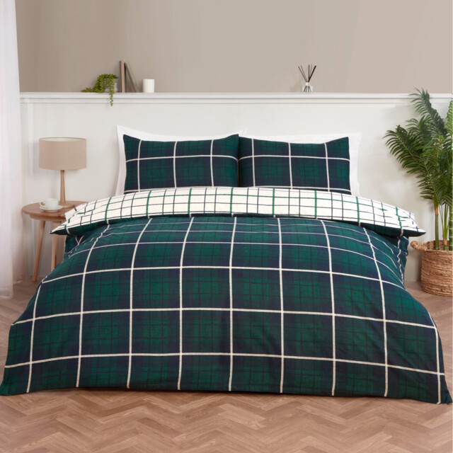 Barton Double Navy Check Duvet Set - image 1