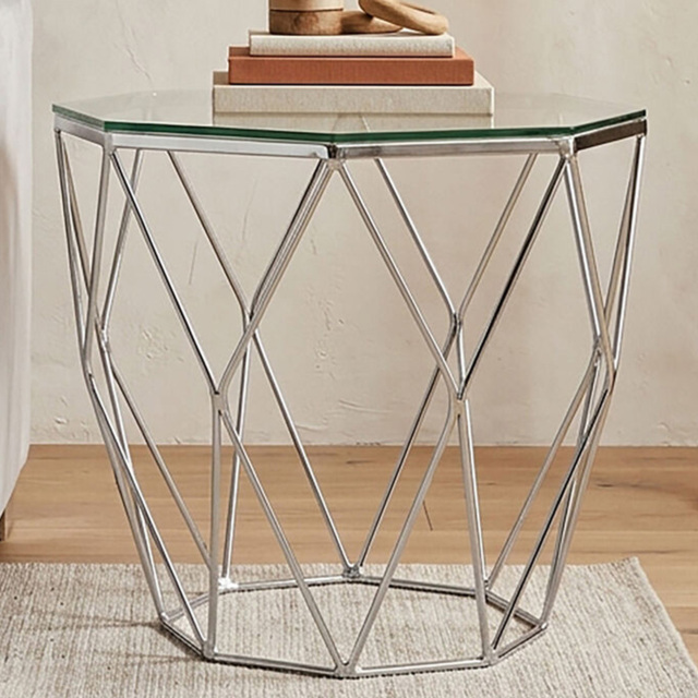Premier Housewares Allure Tempered Glass and Chrome End Table - image 1