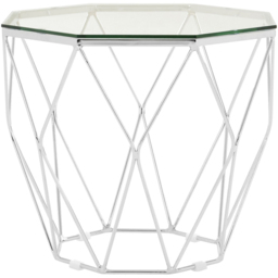 Premier Housewares Allure Tempered Glass and Chrome End Table - thumbnail 2