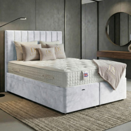 DS Living Aether White Double Plush Velvet Divan Bed