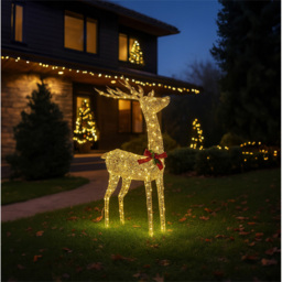 Xmas Haus 450 Warm White LED Gold Rattan Head Up Deer Christmas Decoration 4ft - thumbnail 2