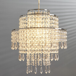 Sharna 3 Tier Silver Clear Jewelled Pendant Light - thumbnail 2