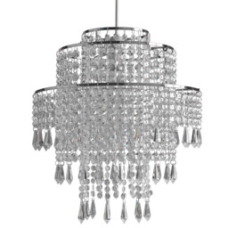 Sharna 3 Tier Silver Clear Jewelled Pendant Light