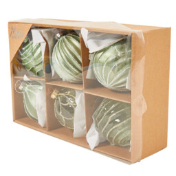 Mistletoe Cottage Green Christmas Bauble 6 Pack - thumbnail 2