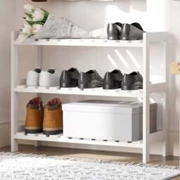 Portland 3 Tier White Shoe Rack - thumbnail 2