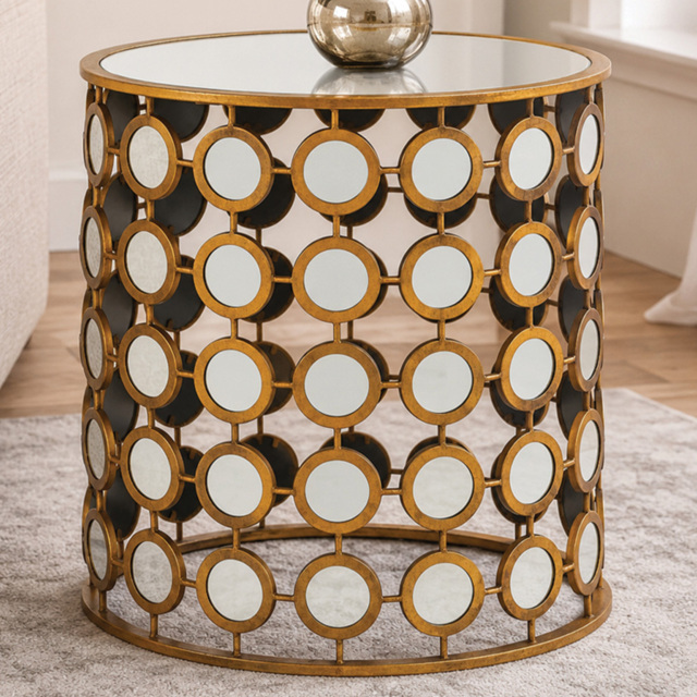 Premier Housewares Zariah Gold Finish Mirrored Side Table - image 1