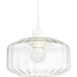 Happy Homewares Clear Ribbed Glass Flat Style Non Electric Pendant Lamp Shade - thumbnail 1