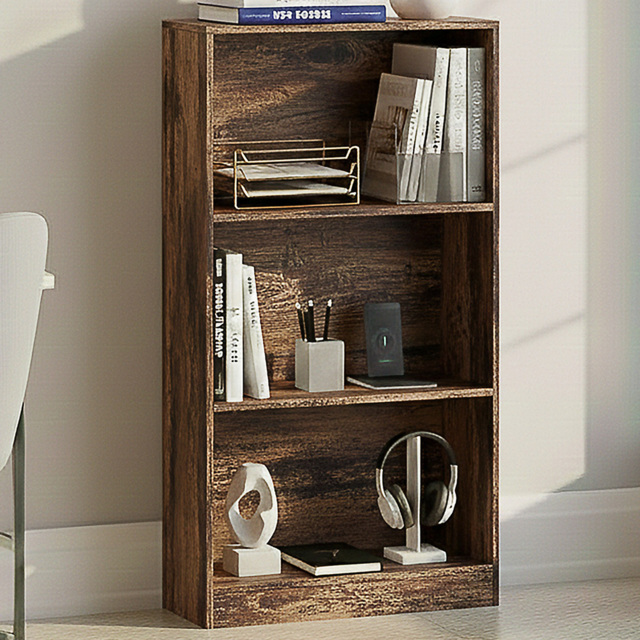 Vida Designs Cambridge Dark Wood 3 Shelf Medium Bookcase - image 1