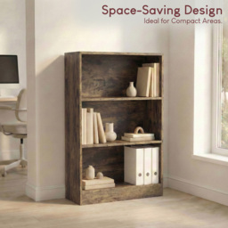 Vida Designs Cambridge Dark Wood 3 Shelf Medium Bookcase - thumbnail 4