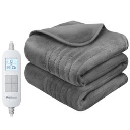 Pro Breeze Grey Fleece Electric Heated Throw
