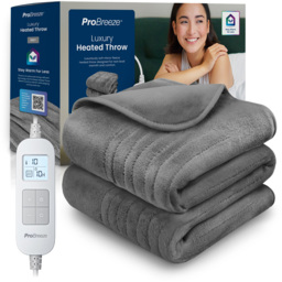 Pro Breeze Grey Fleece Electric Heated Throw - thumbnail 3