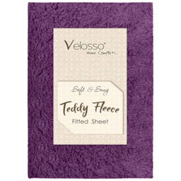 Velosso King Size Purple Teddy Fleece Fitted Sheet