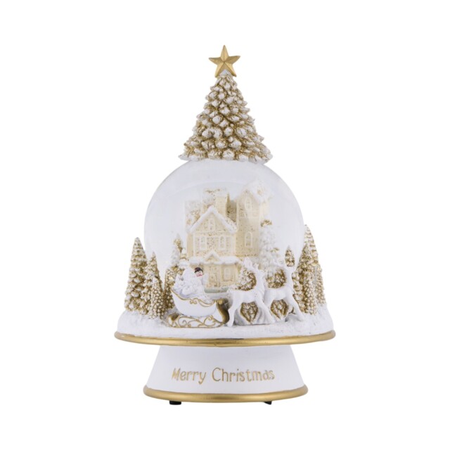 Blushing Ballroom White and Gold Musical Winter Scene Snow Globe - image 1