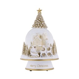 Blushing Ballroom White and Gold Musical Winter Scene Snow Globe