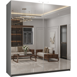 M N Furniture Modern 2 Door Grey Mirrored Sliding Wardrobe 150cm - thumbnail 2