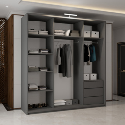 M N Furniture Modern 2 Door Grey Mirrored Sliding Wardrobe 150cm - thumbnail 4