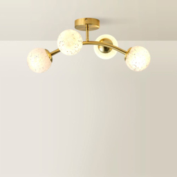 ValueLights Jas Gold 4 Way Ceiling Light with White Glass Globe Shade and Bulb - thumbnail 4