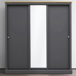 Devon 3 Door Charcoal Sliding Wardrobe - thumbnail 1