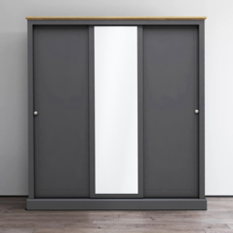 Devon 3 Door Charcoal Sliding Wardrobe - thumbnail 4